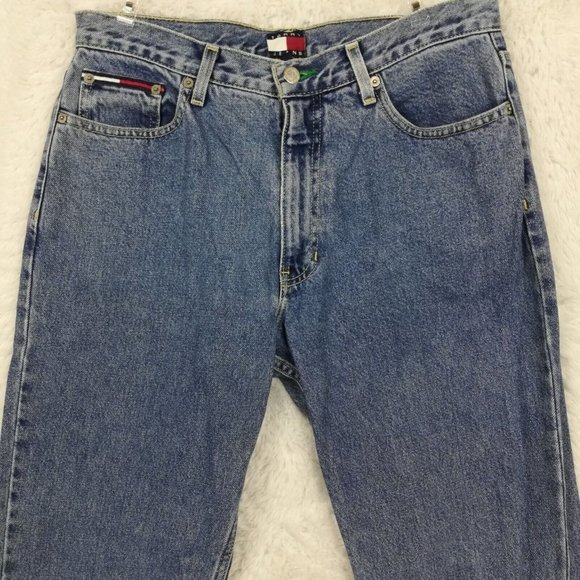 Vintage Tommy Hilfiger Womens Jeans Straight Leg Denim Flag Spellout‎ Logo 30 - Picture 7 of 12